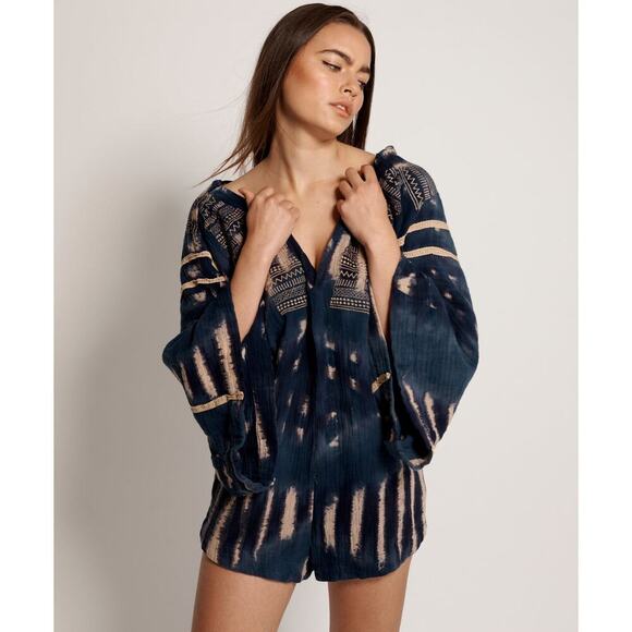 One Teaspoon Women's Hand Tie-Dyed Santorini Embroidered Playsuit Size S - Picture 1 of 11